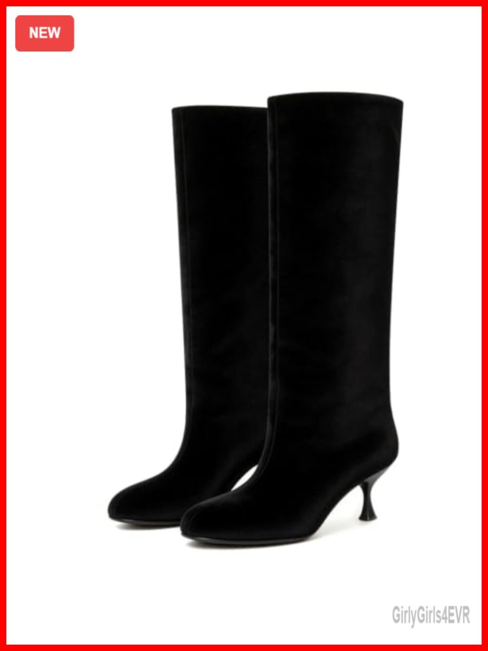 Suede Knee High Boots Wide Calf Kitten Heel Tall Slip-On